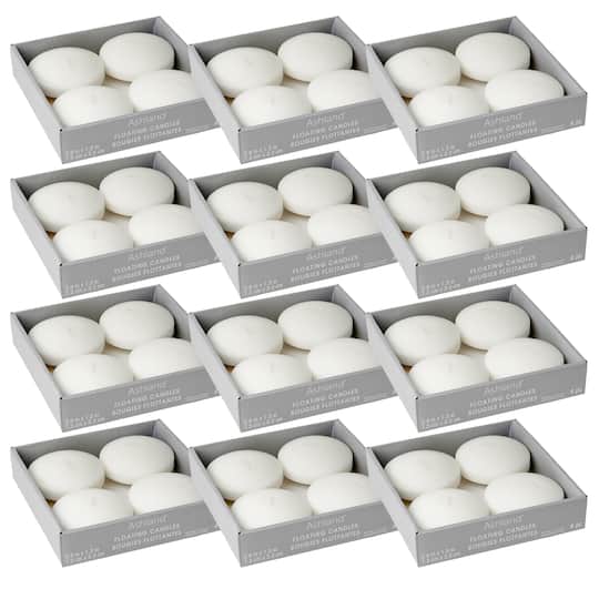 12 Packs: 4 ct. (48 total) Basic Elements&#x2122; White Floating Candles by Ashland&#xAE;